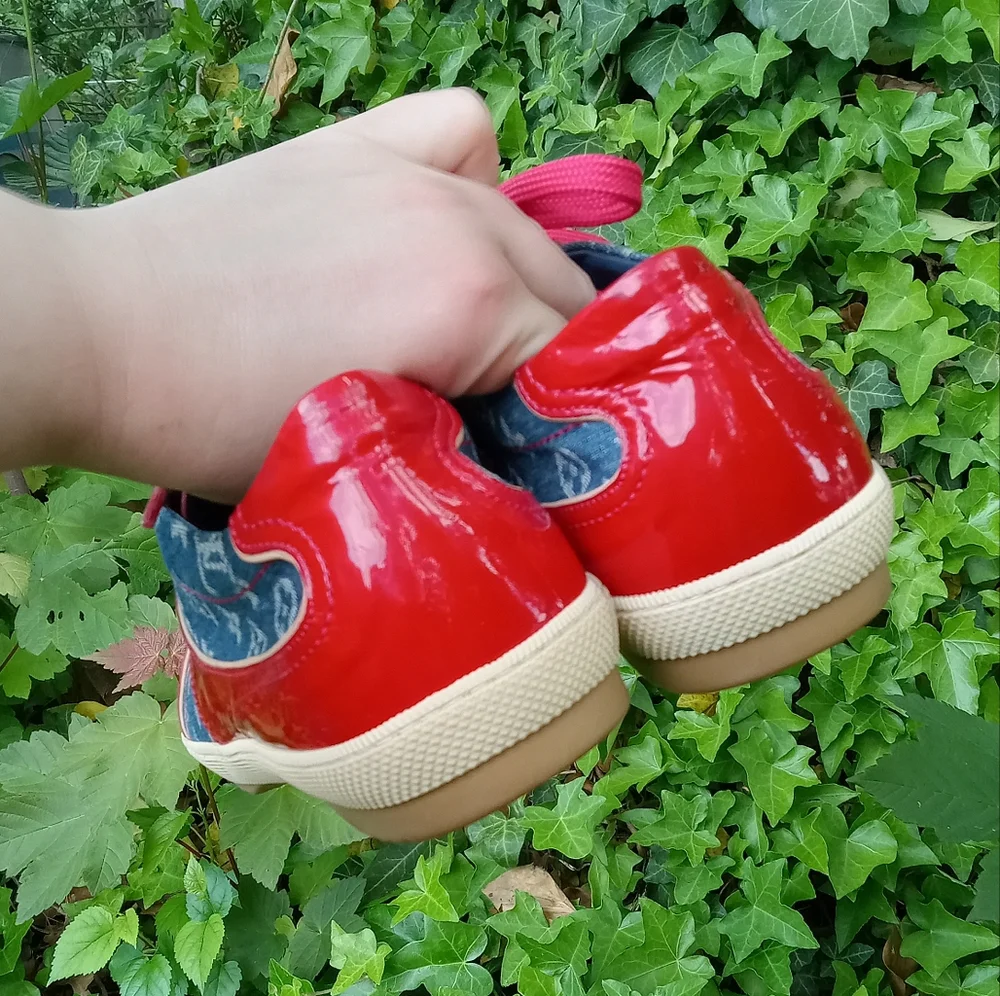 Vintage Louis Vuitton Denim and Red Patent Leather sneakers size 39/8.5